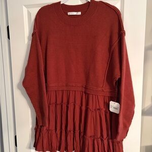 Altar'd State Burnt Red CrewNeck Sweater Dress